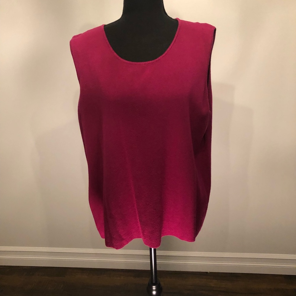 TanJay Bright Magenta Sleeveless Scoop Neck Sweater Shell